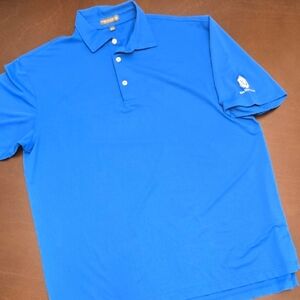 PETER MILLAR Summer Comfort Men's L Blue Polo Golf Shirt Logo